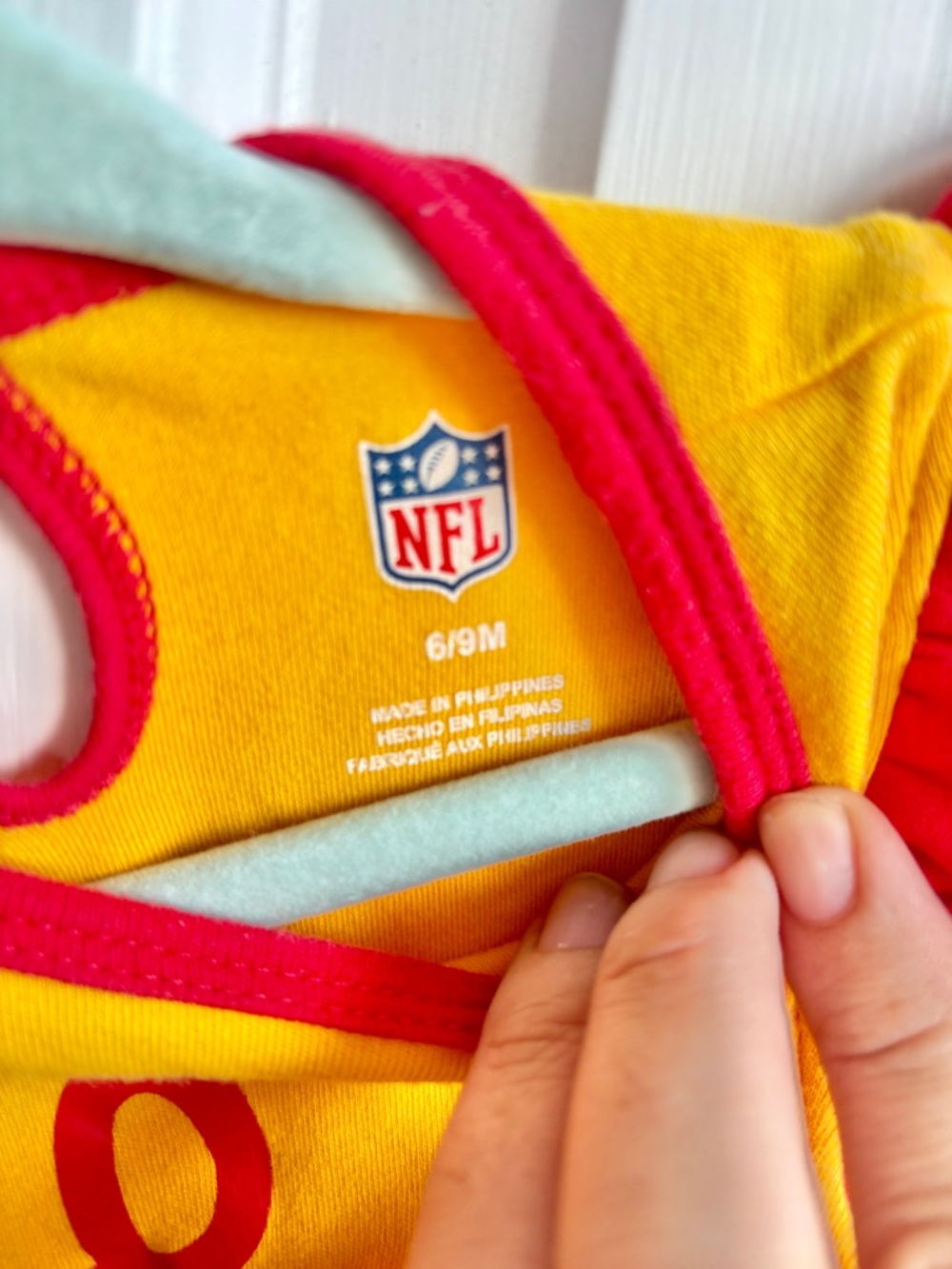 NFL Kansas City Chiefs Baby Girl Bodysuit 6-9M Flutter Sleeve “Love The Chiefs” - Picture 2 of 5